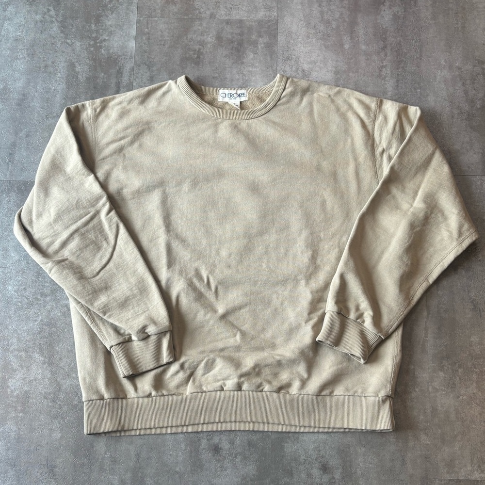 Vintage Cherokee Cotton Blank Sweater Mens XL Tan